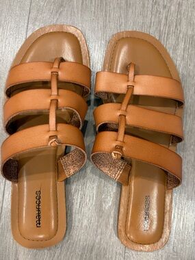Maurices Cognac Triple-Strap Slide Sandals